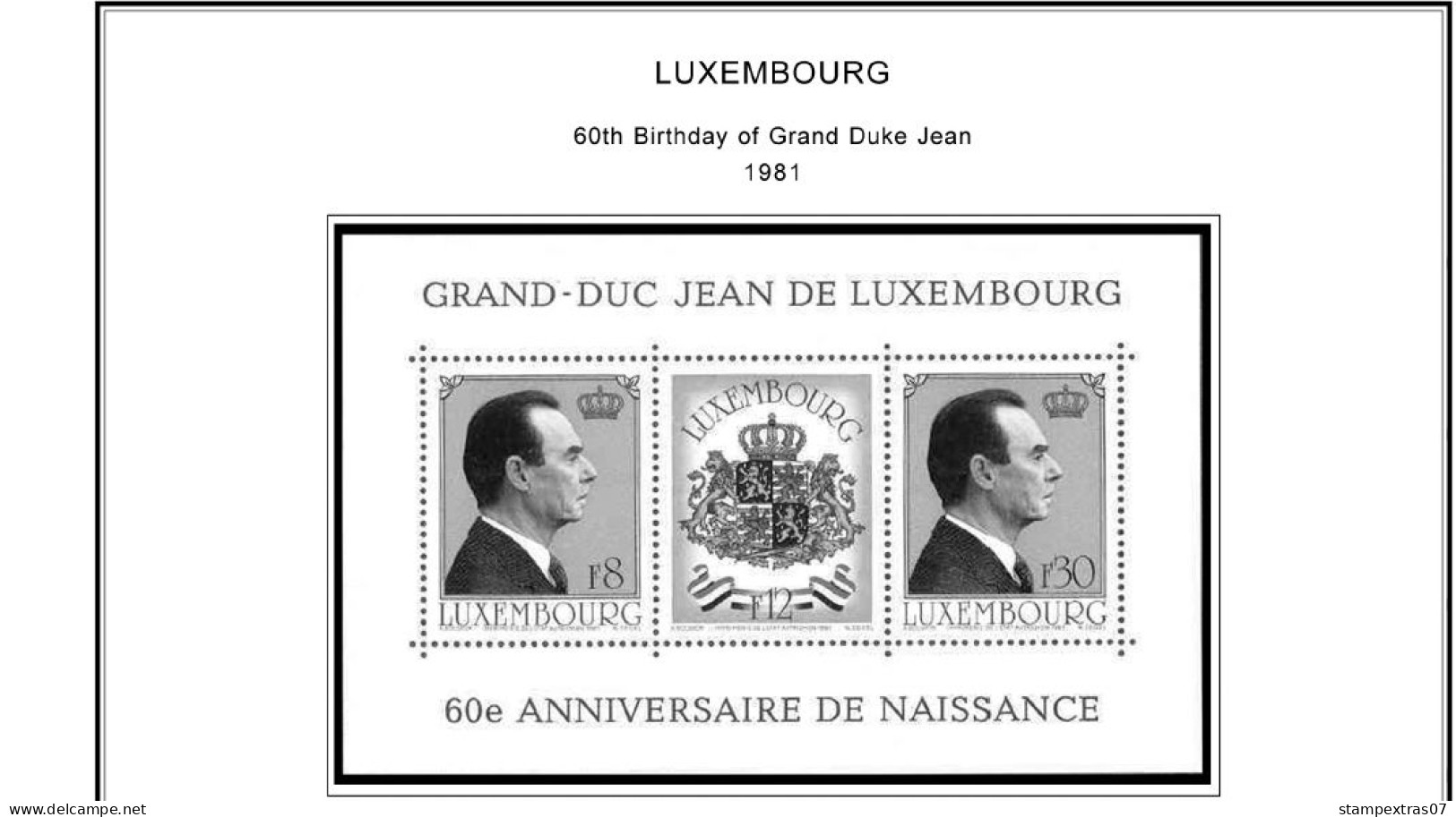 LUXEMBOURG 1852-2010 + 2011-2020 STAMP ALBUM PAGES (244 b&w illustrated pages)