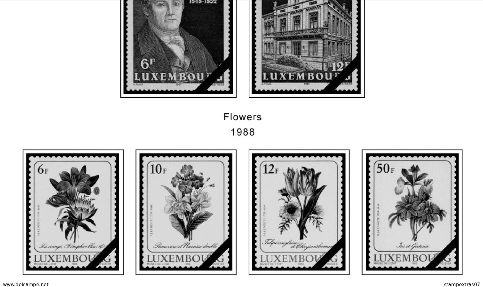 LUXEMBOURG 1852-2010 + 2011-2020 STAMP ALBUM PAGES (244 b&w illustrated pages)