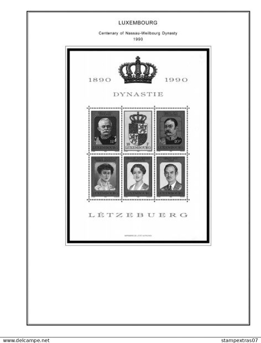 LUXEMBOURG 1852-2010 + 2011-2020 STAMP ALBUM PAGES (244 b&w illustrated pages)