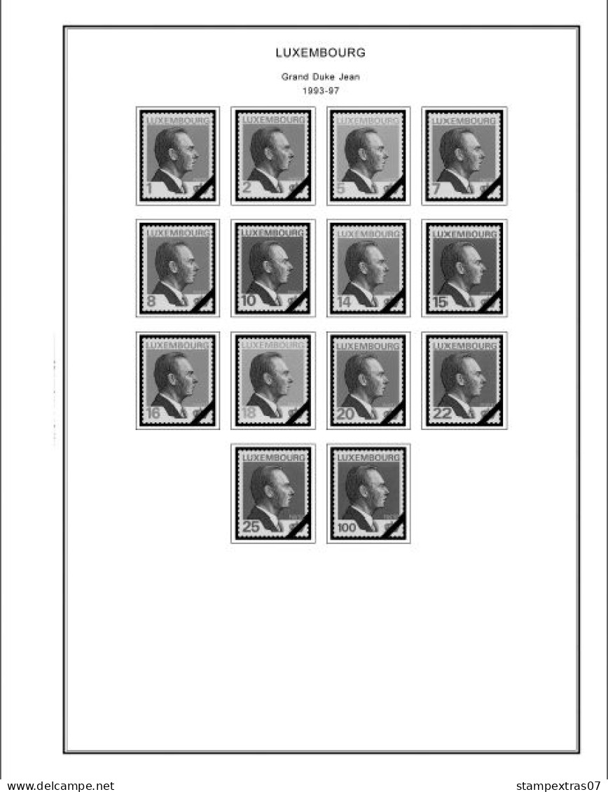 LUXEMBOURG 1852-2010 + 2011-2020 STAMP ALBUM PAGES (244 b&w illustrated pages)