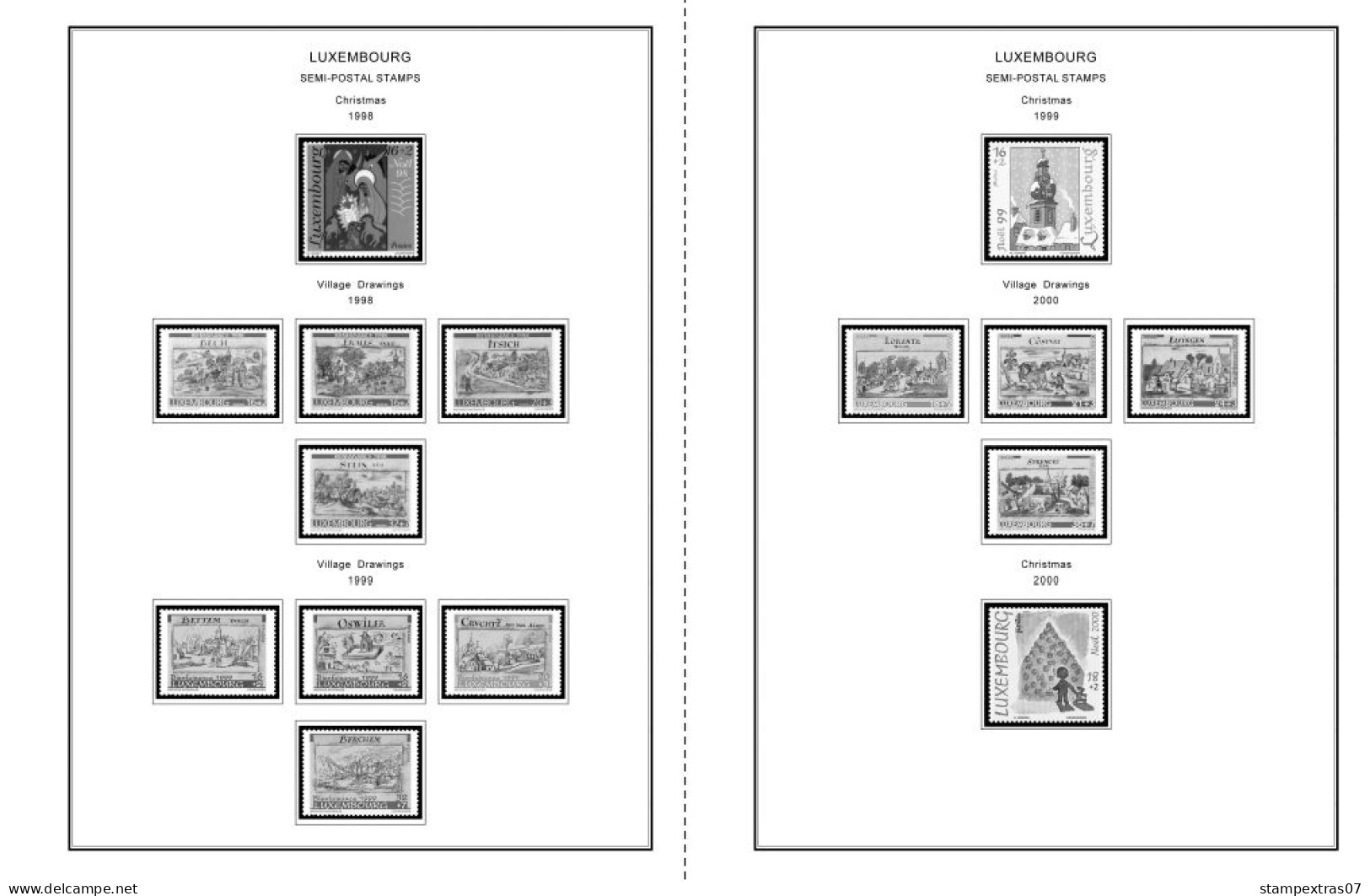 LUXEMBOURG 1852-2010 + 2011-2020 STAMP ALBUM PAGES (244 b&w illustrated pages)