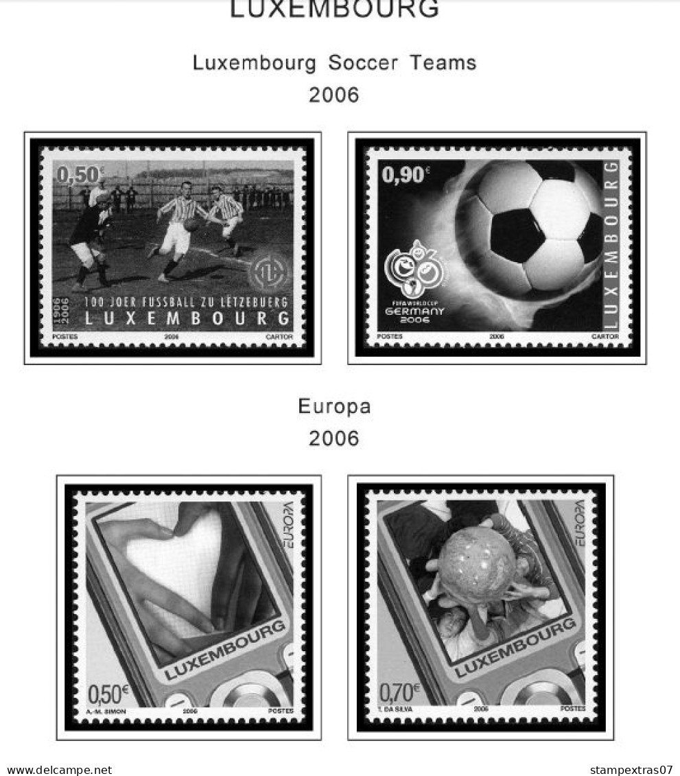 LUXEMBOURG 1852-2010 + 2011-2020 STAMP ALBUM PAGES (244 b&w illustrated pages)