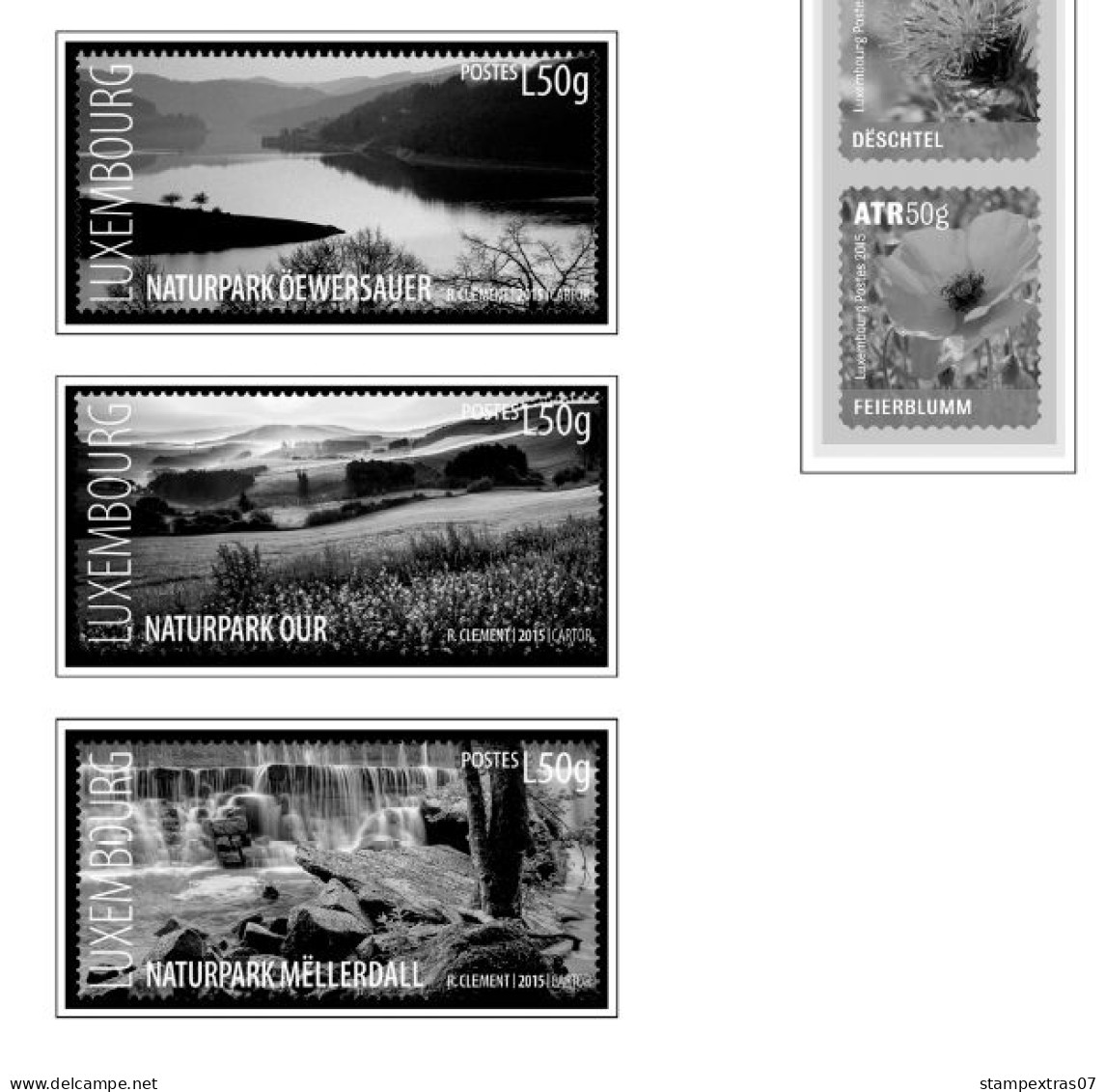 LUXEMBOURG 1852-2010 + 2011-2020 STAMP ALBUM PAGES (244 b&w illustrated pages)