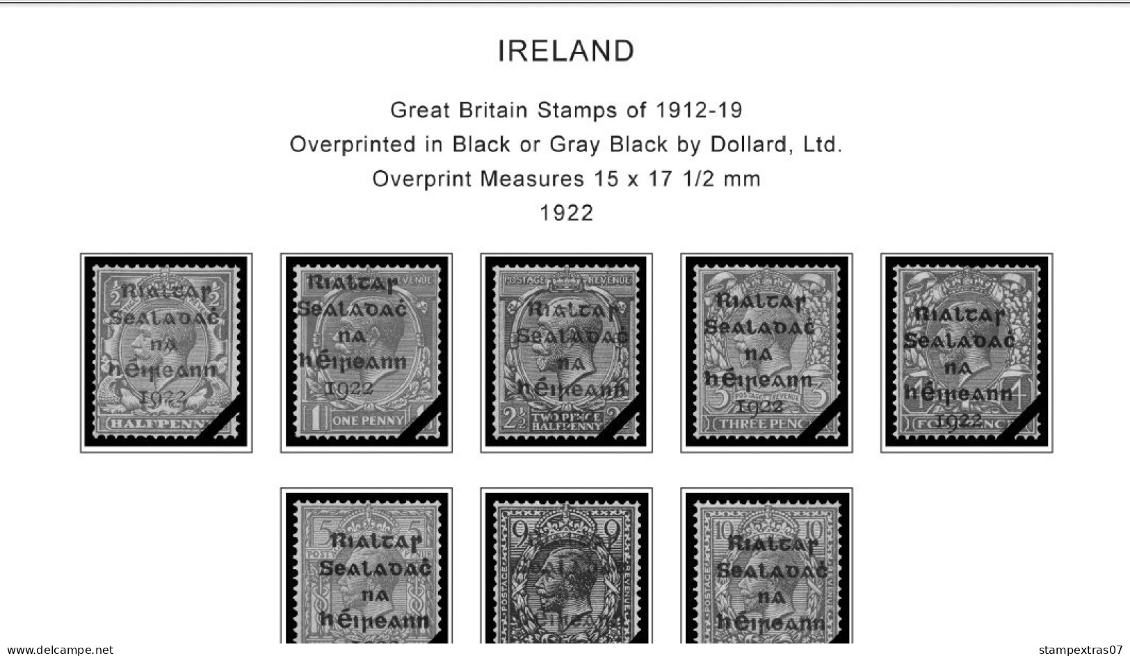 IRELAND 1922-2010 + 2011-2020 STAMP ALBUM PAGES (336 B&w Illustrated Pages) - Inglés