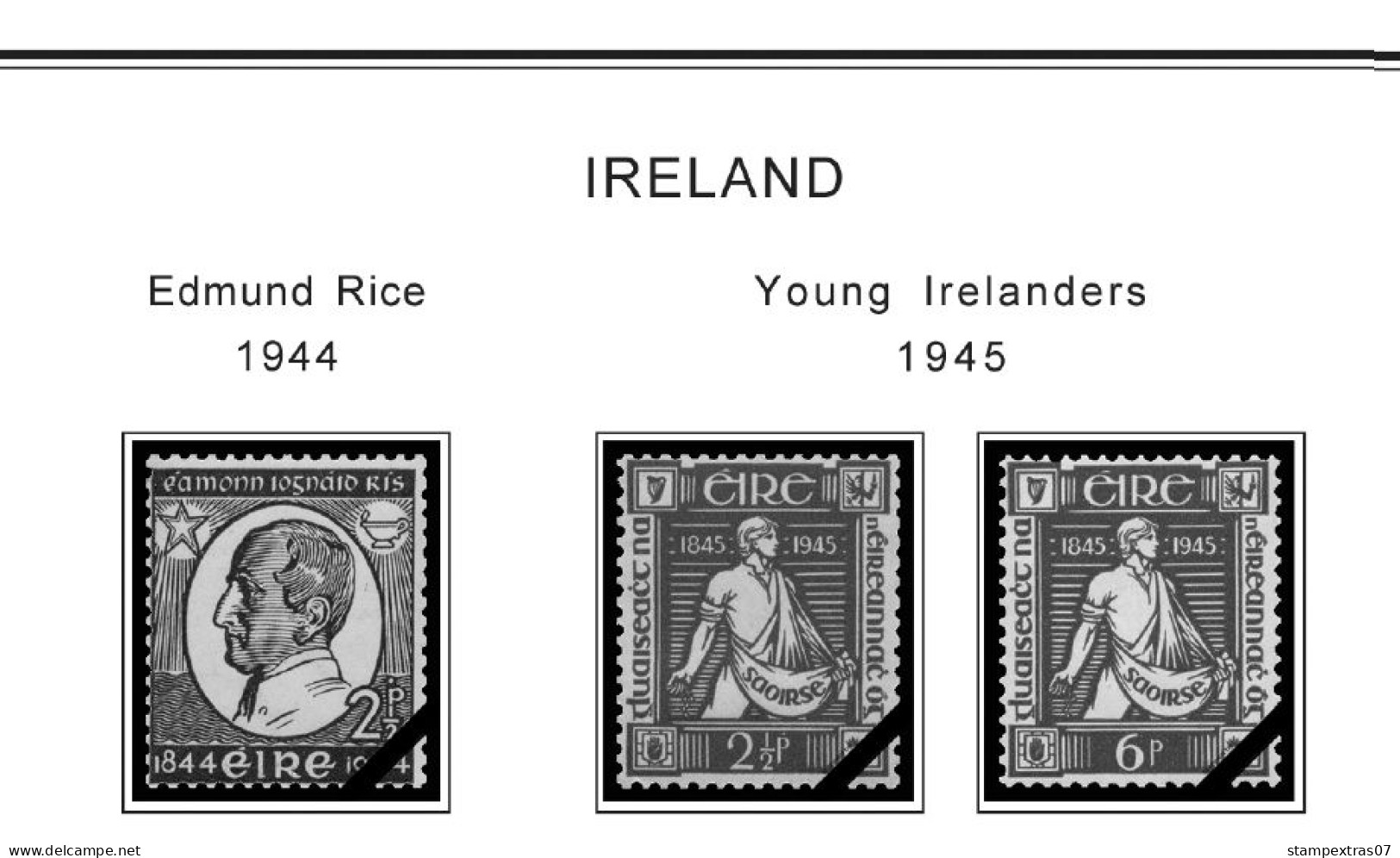 IRELAND 1922-2010 + 2011-2020 STAMP ALBUM PAGES (336 b&w illustrated pages)