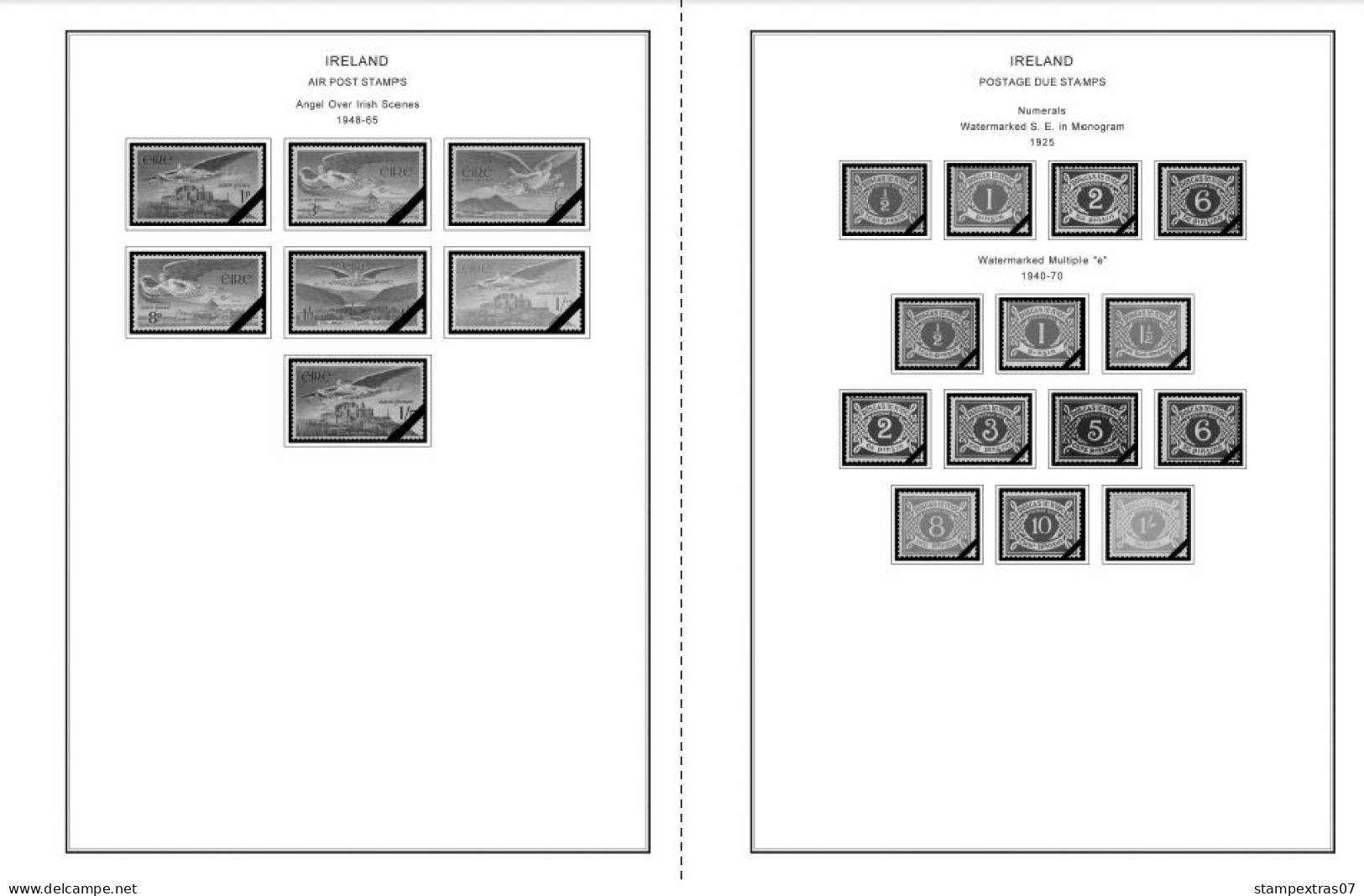 IRELAND 1922-2010 + 2011-2020 STAMP ALBUM PAGES (336 b&w illustrated pages)