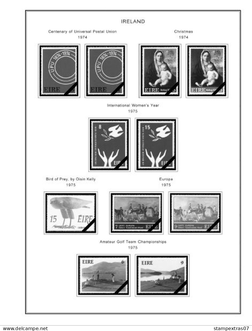 IRELAND 1922-2010 + 2011-2020 STAMP ALBUM PAGES (336 b&w illustrated pages)