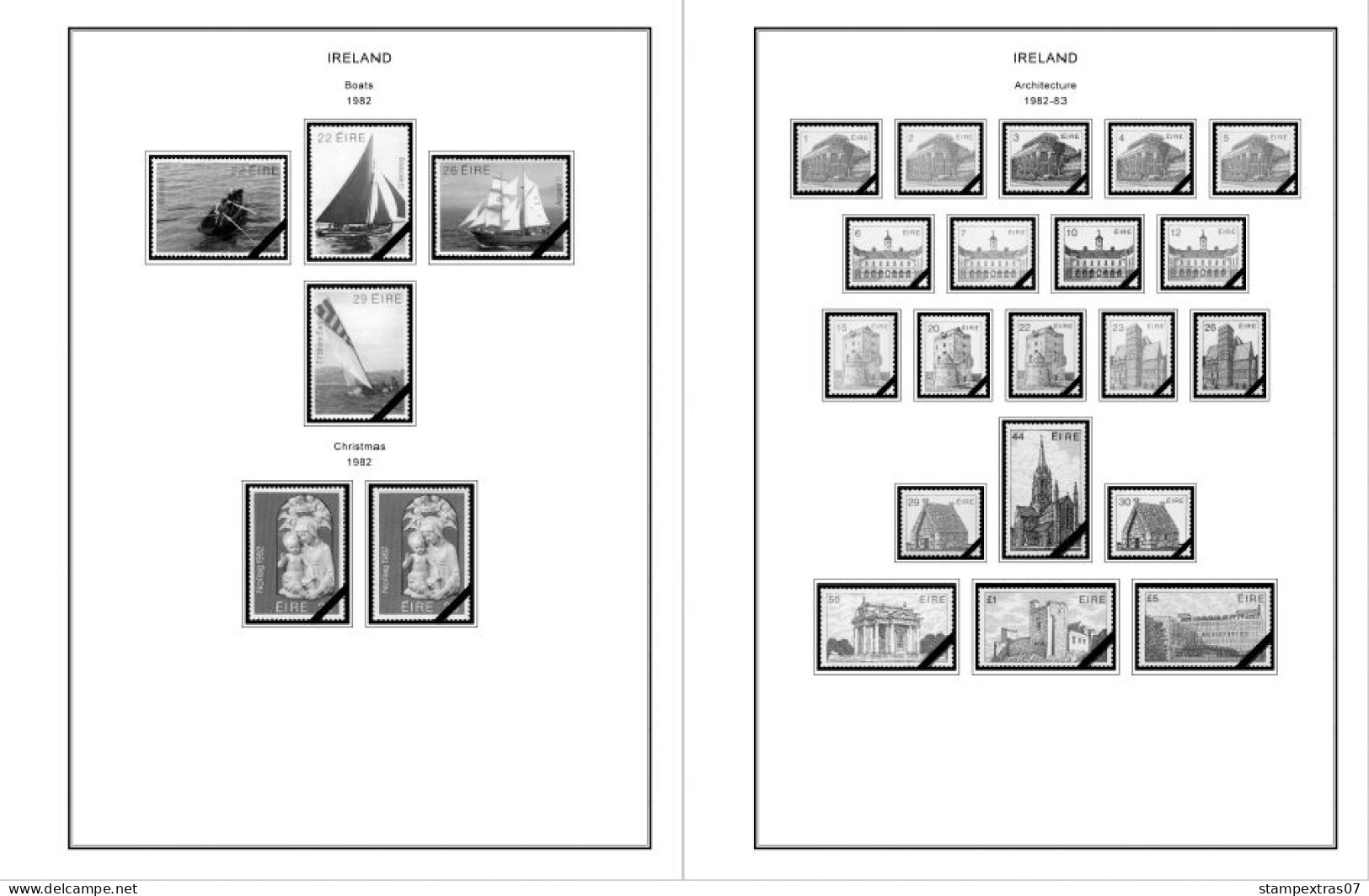 IRELAND 1922-2010 + 2011-2020 STAMP ALBUM PAGES (336 b&w illustrated pages)