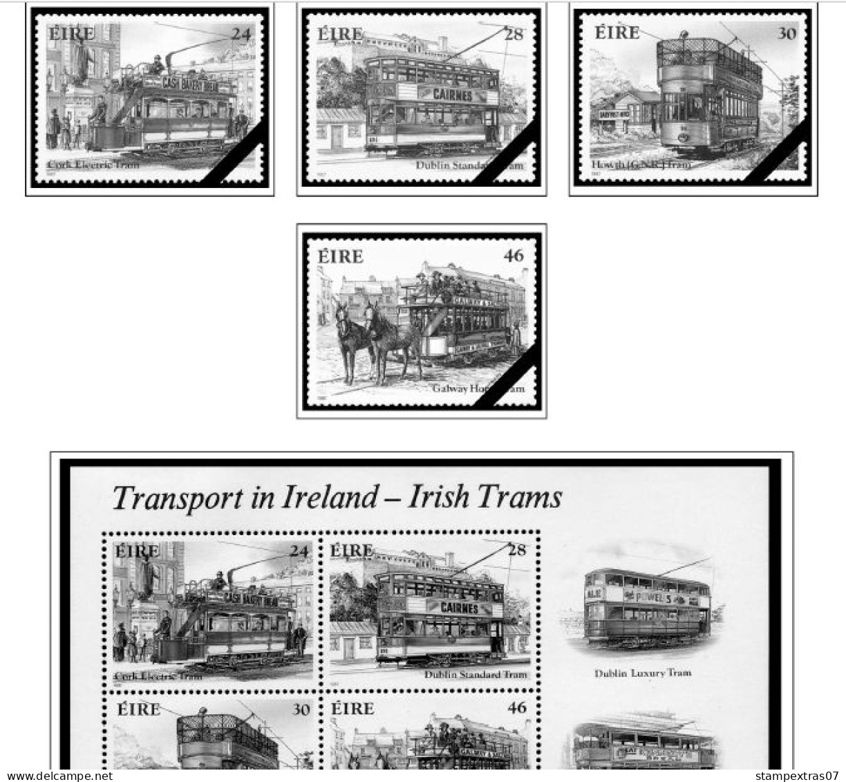 IRELAND 1922-2010 + 2011-2020 STAMP ALBUM PAGES (336 b&w illustrated pages)