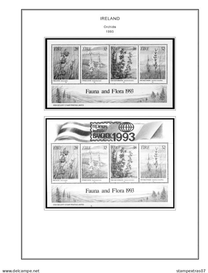 IRELAND 1922-2010 + 2011-2020 STAMP ALBUM PAGES (336 b&w illustrated pages)