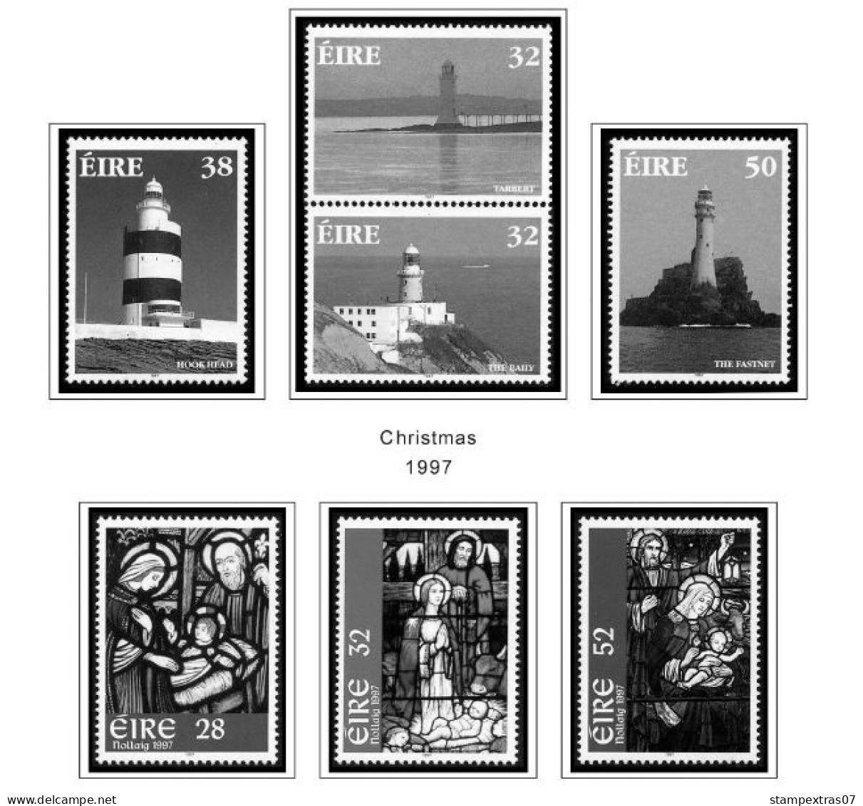 IRELAND 1922-2010 + 2011-2020 STAMP ALBUM PAGES (336 b&w illustrated pages)