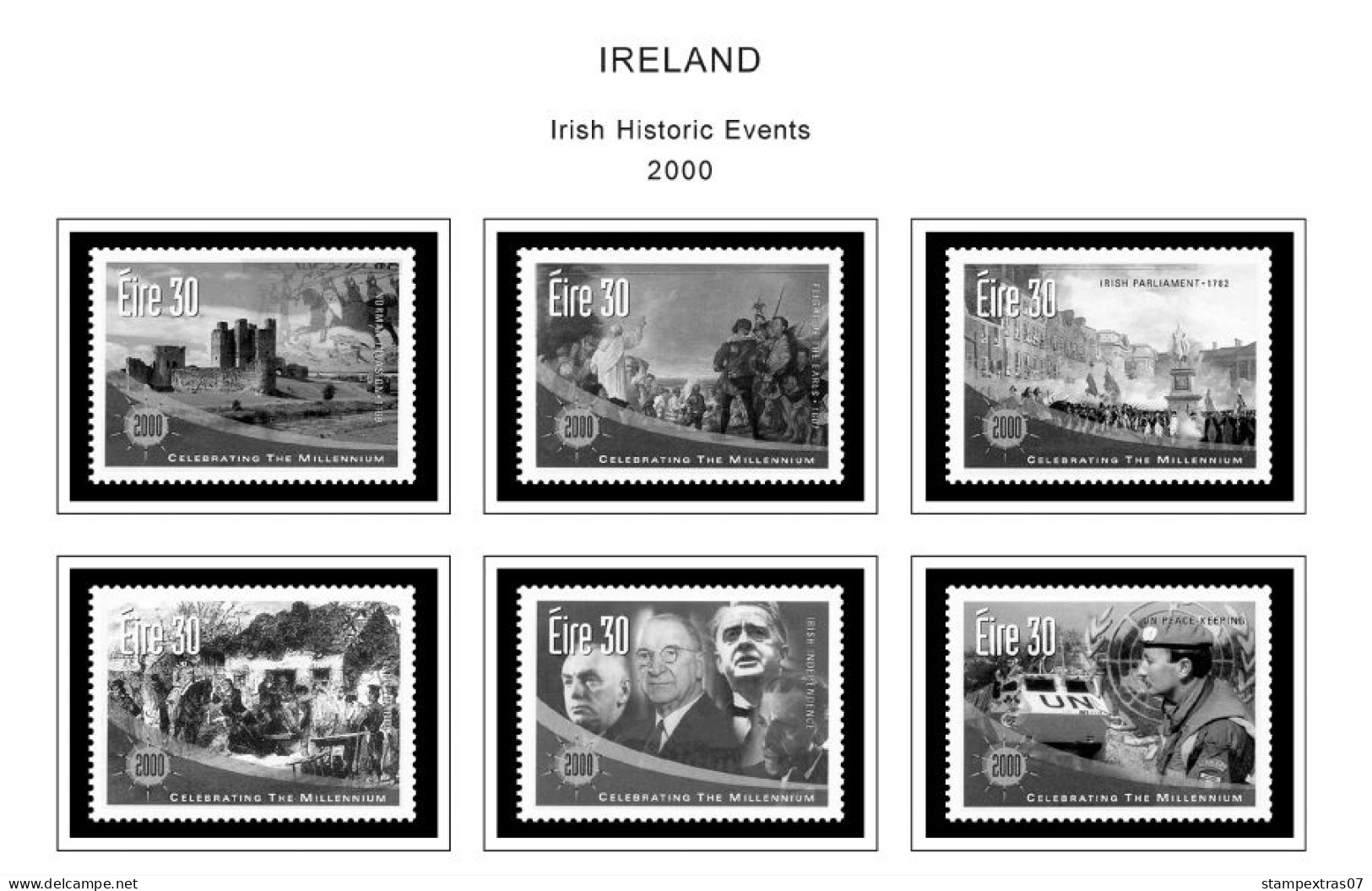 IRELAND 1922-2010 + 2011-2020 STAMP ALBUM PAGES (336 b&w illustrated pages)