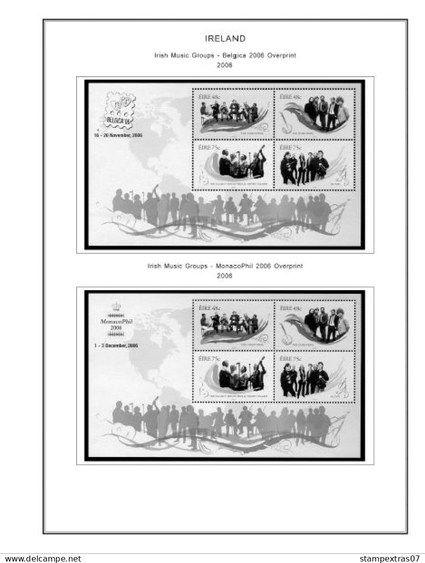 IRELAND 1922-2010 + 2011-2020 STAMP ALBUM PAGES (336 b&w illustrated pages)