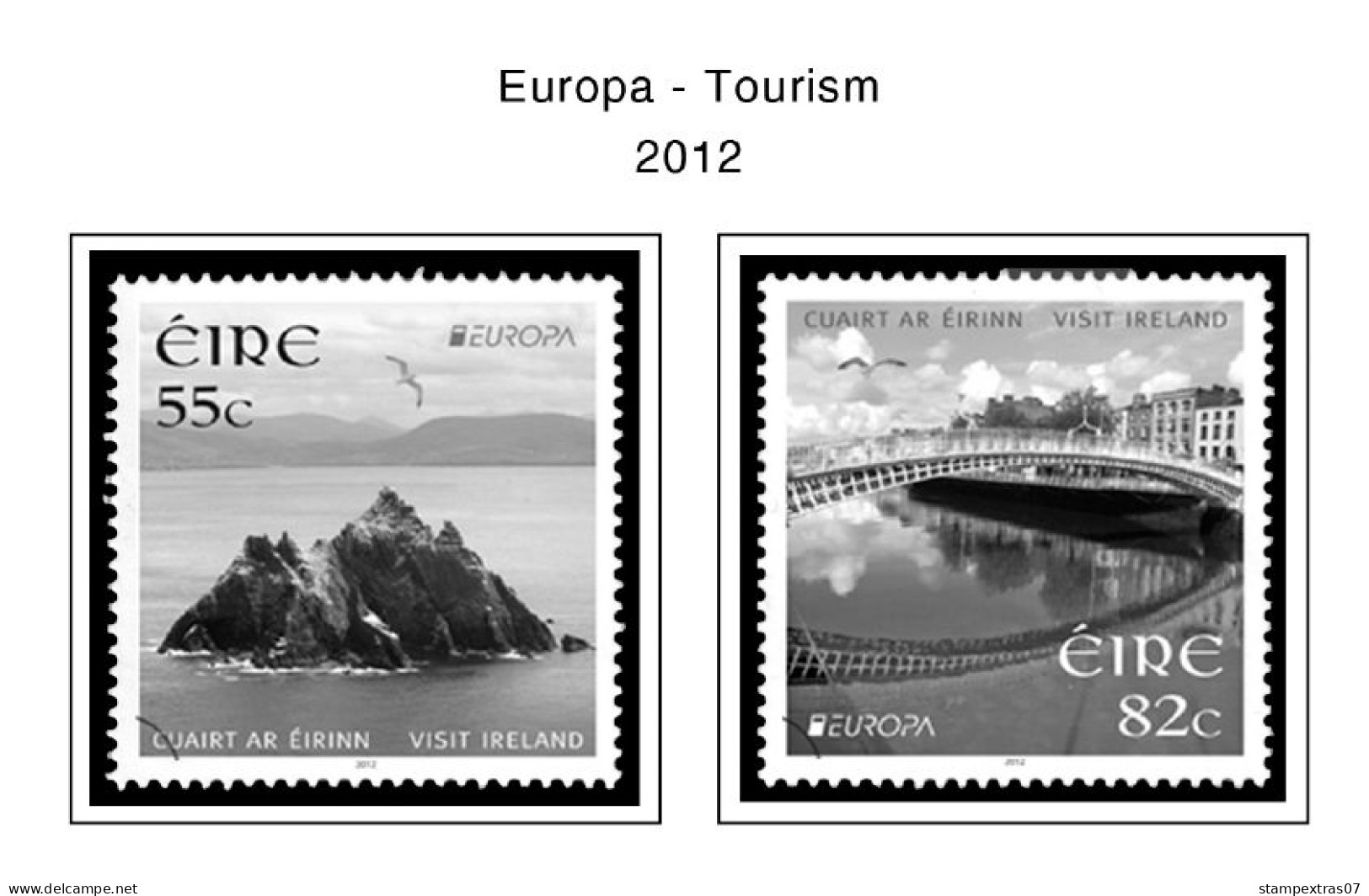 IRELAND 1922-2010 + 2011-2020 STAMP ALBUM PAGES (336 b&w illustrated pages)