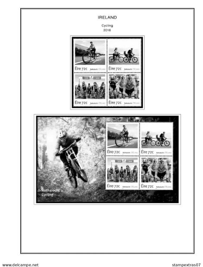 IRELAND 1922-2010 + 2011-2020 STAMP ALBUM PAGES (336 b&w illustrated pages)