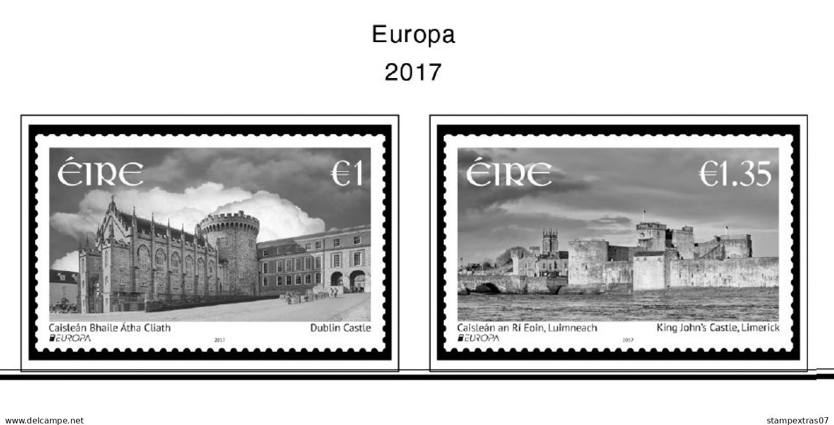 IRELAND 1922-2010 + 2011-2020 STAMP ALBUM PAGES (336 b&w illustrated pages)