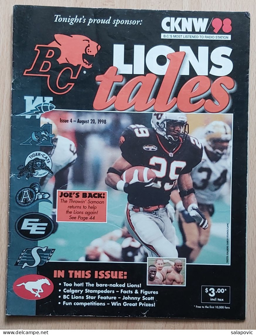 BC Lions Tales N° 4 1998 Magazine Canadian Football League (CFL) - Libros