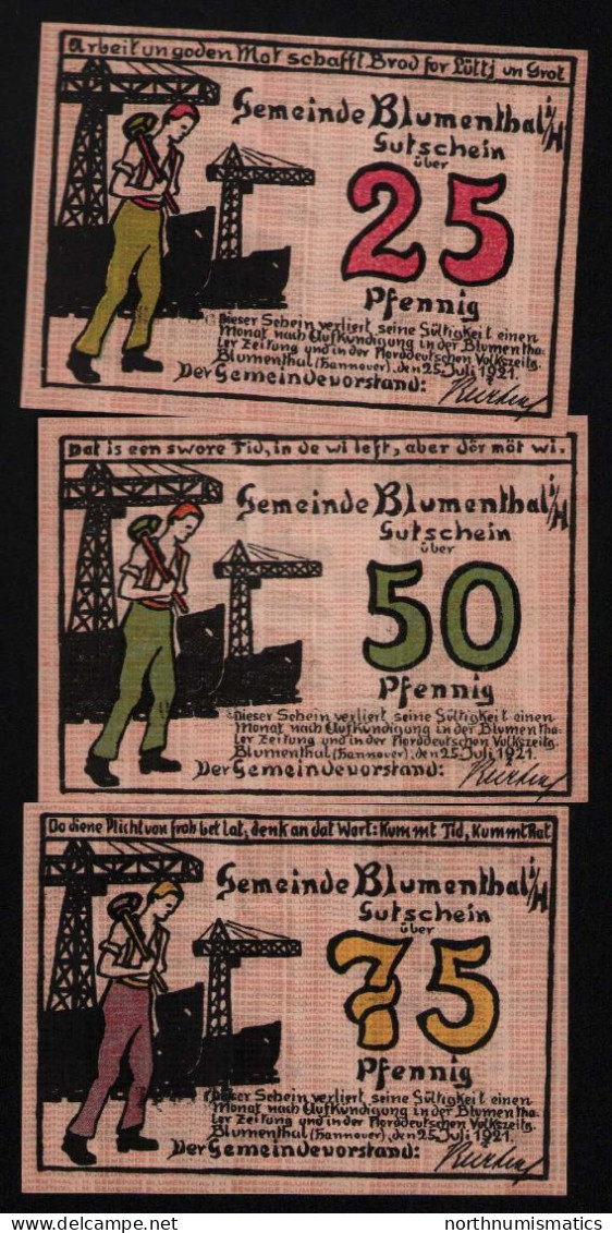 Germany 3 Pcs Notgeld Unc 25.July 1921 - Collections