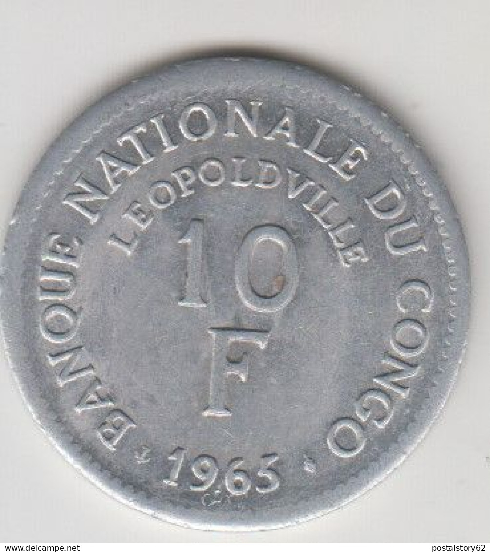 Repubblica Democratica Del Congo, 10 Francs, Lion 1965 - Congo (República 1960)