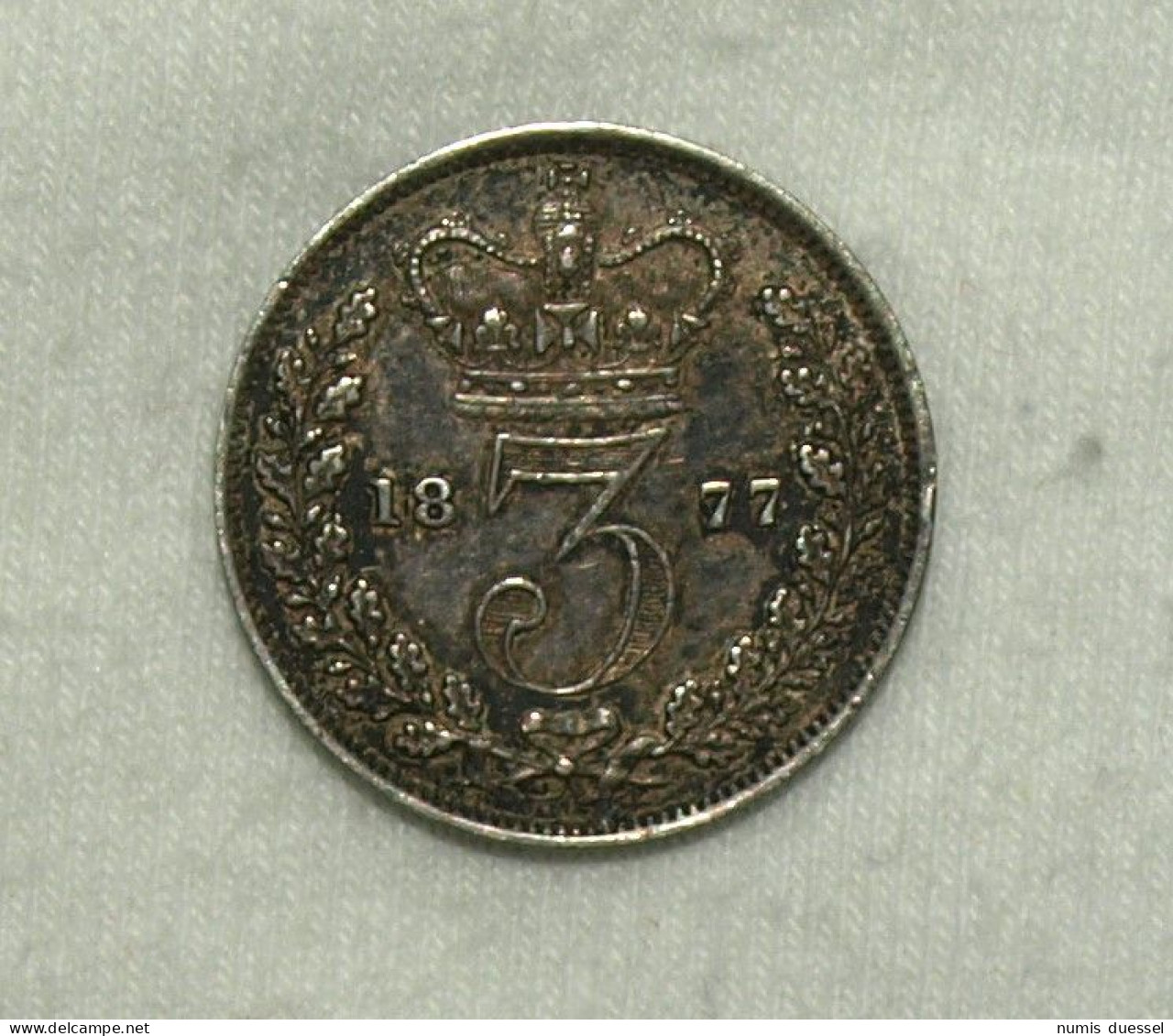 Silber/Silver Großbritannien/Great Britain Victoria Young Head, 1877, 3 Pence VZ+/XF+ - Sonstige & Ohne Zuordnung