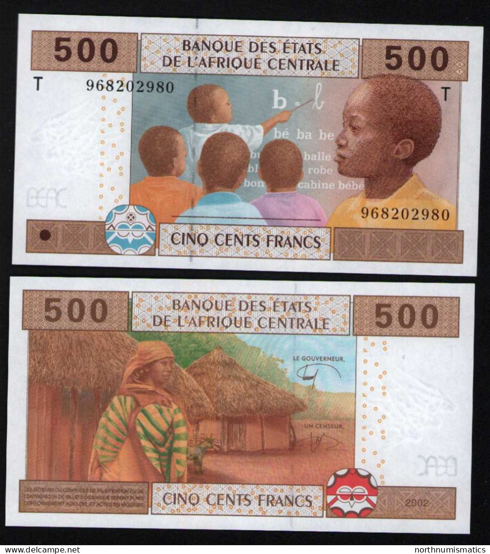 Banque Des Etats De L'Afrique Centrale 500 Francs Letter T 2002 Unc - Stati Centrafricani