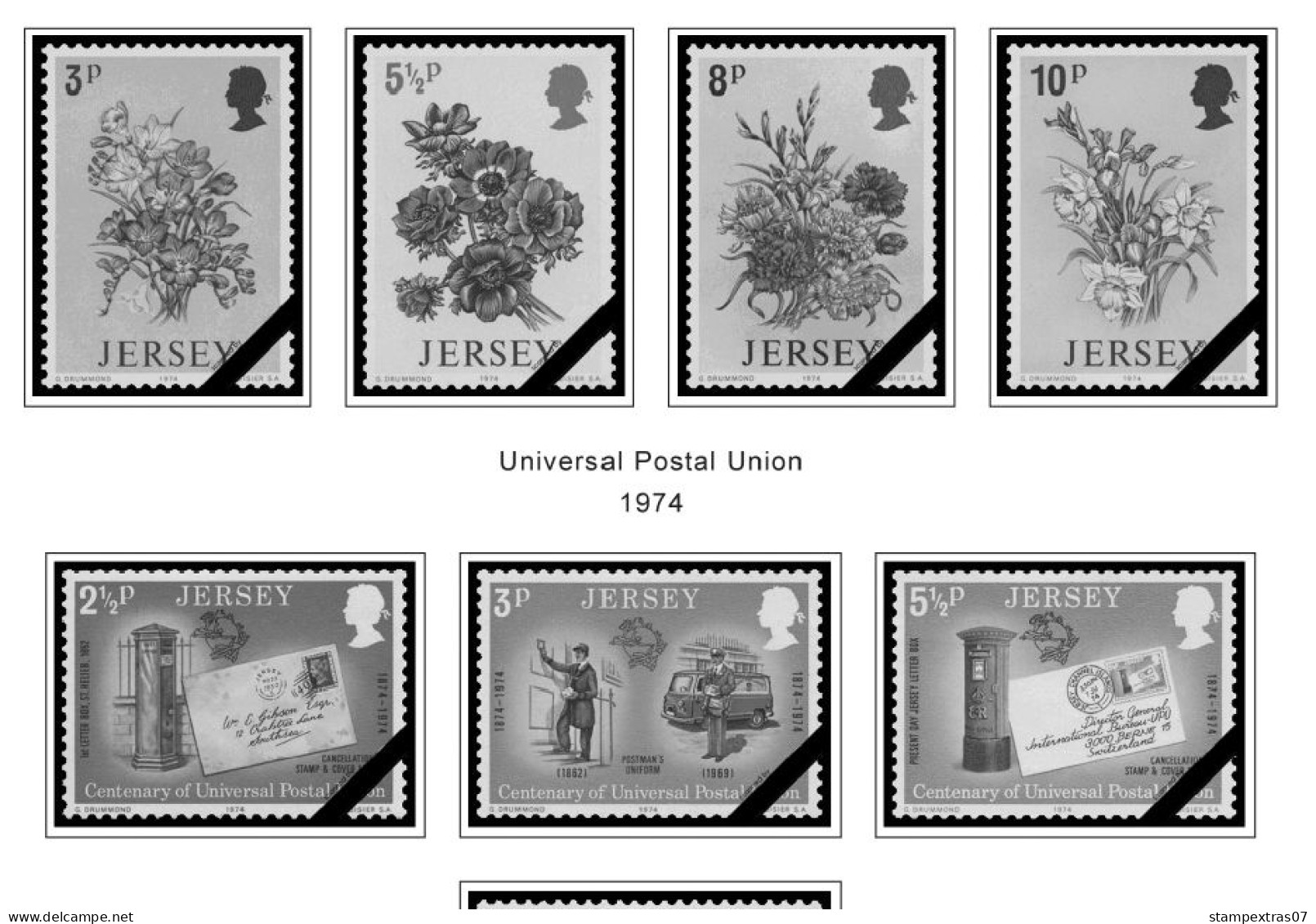 GB JERSEY 1958-2010 + 2011-2020 STAMP ALBUM PAGES (333 B&w Illustrated Pages) - Inglese