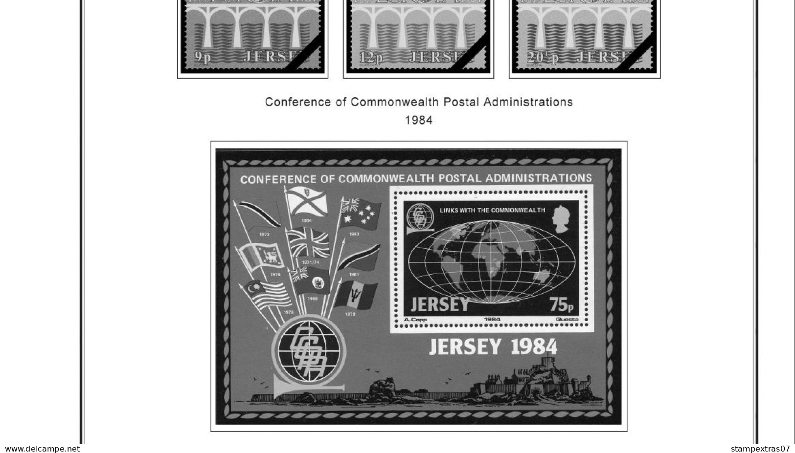 GB JERSEY 1958-2010 + 2011-2020 STAMP ALBUM PAGES (333 b&w illustrated pages)