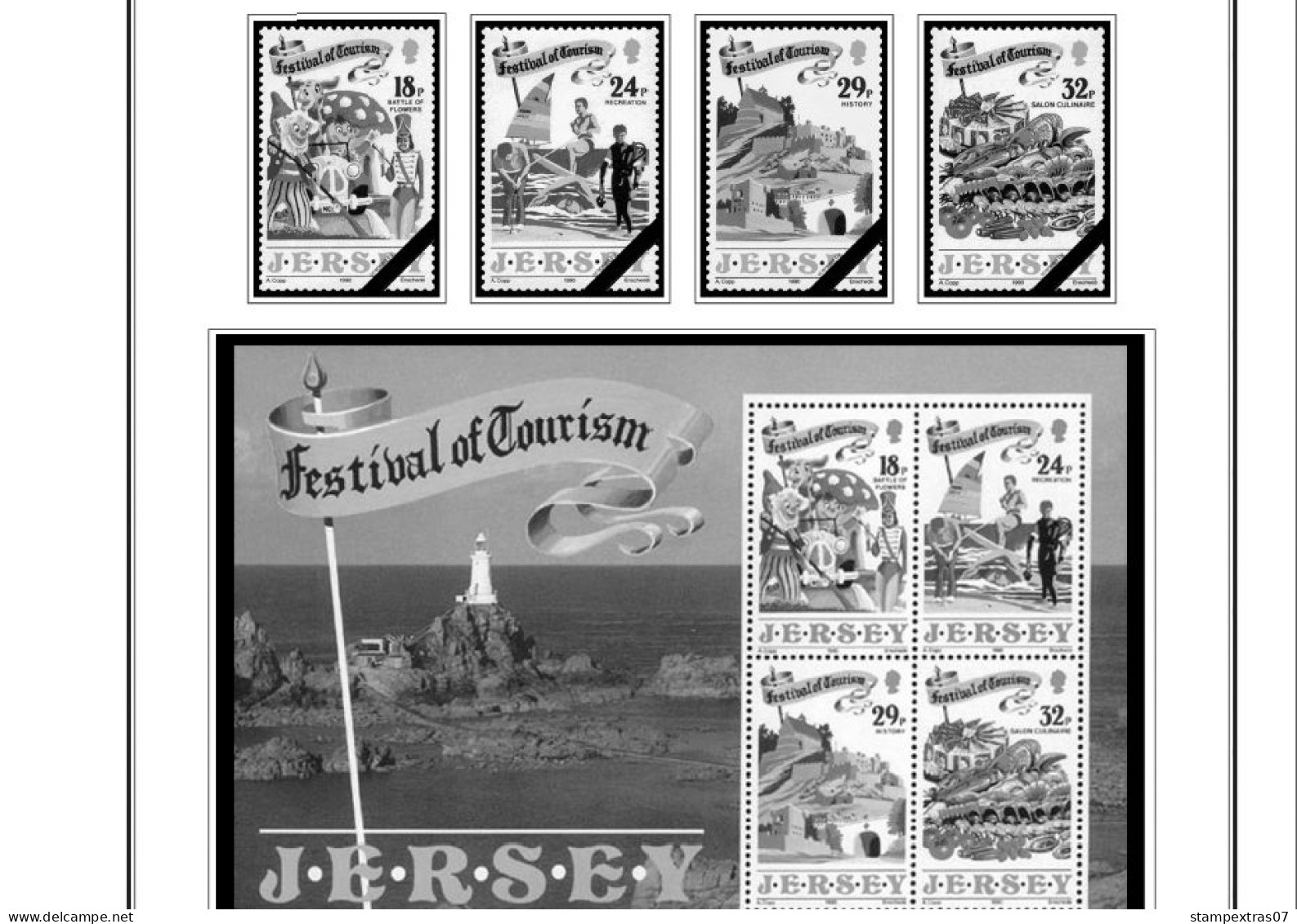 GB JERSEY 1958-2010 + 2011-2020 STAMP ALBUM PAGES (333 b&w illustrated pages)