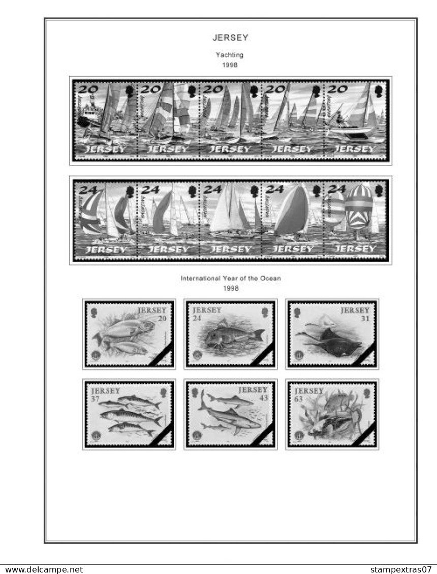 GB JERSEY 1958-2010 + 2011-2020 STAMP ALBUM PAGES (333 b&w illustrated pages)