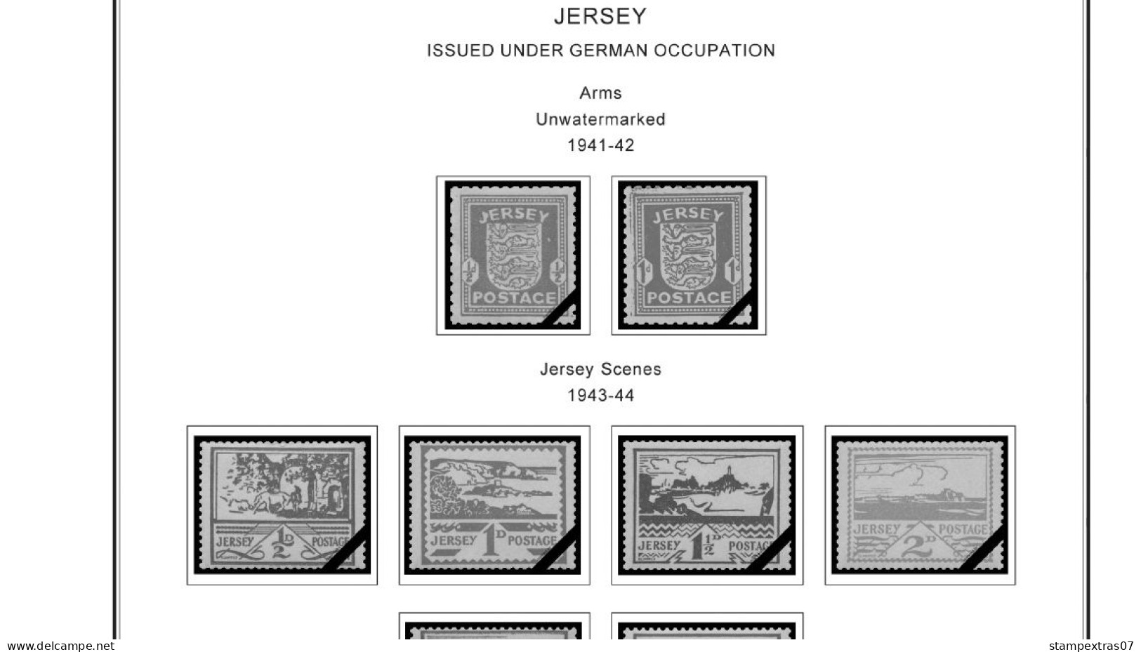 GB JERSEY 1958-2010 + 2011-2020 STAMP ALBUM PAGES (333 b&w illustrated pages)