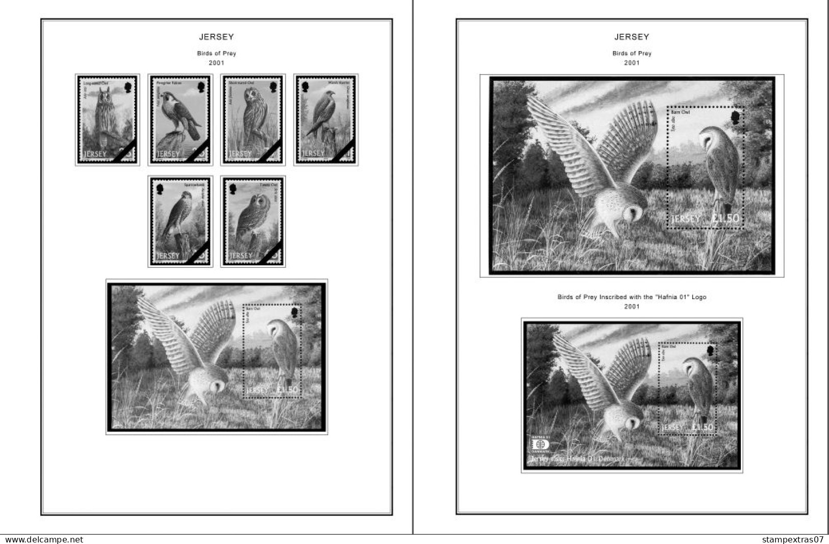 GB JERSEY 1958-2010 + 2011-2020 STAMP ALBUM PAGES (333 b&w illustrated pages)