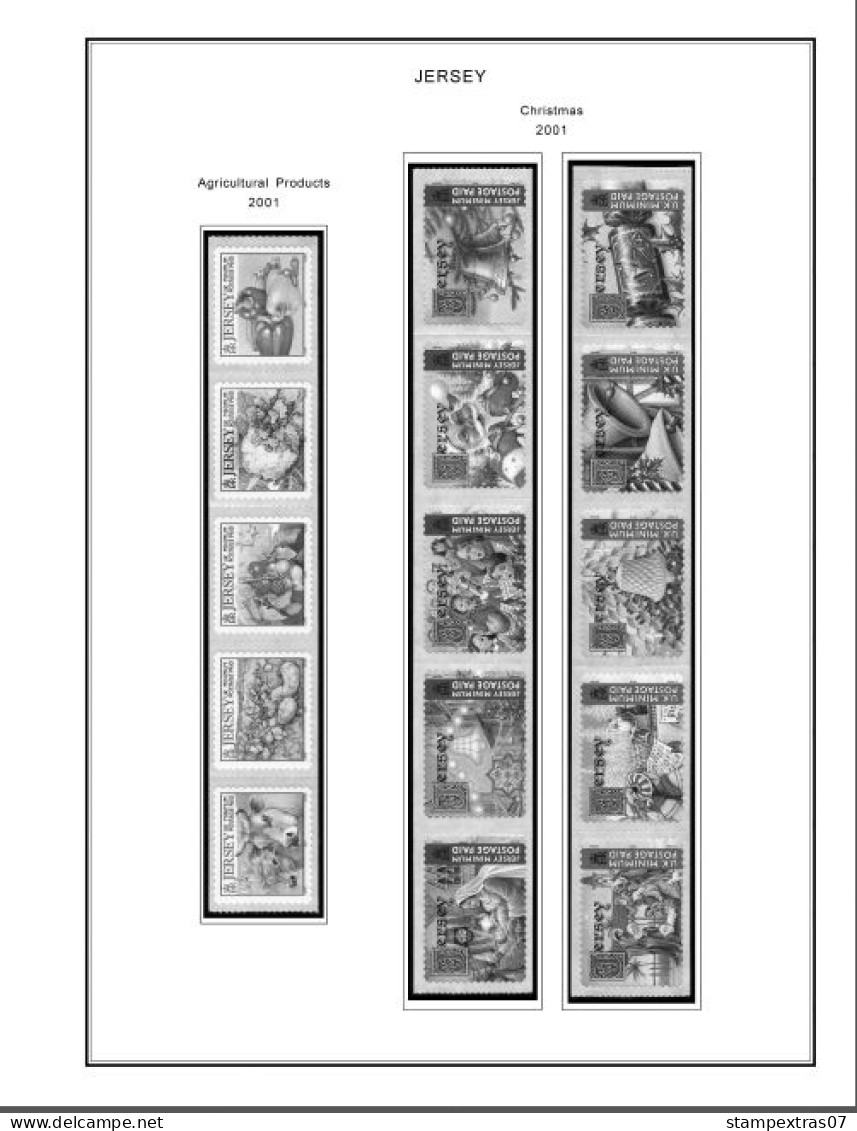 GB JERSEY 1958-2010 + 2011-2020 STAMP ALBUM PAGES (333 b&w illustrated pages)