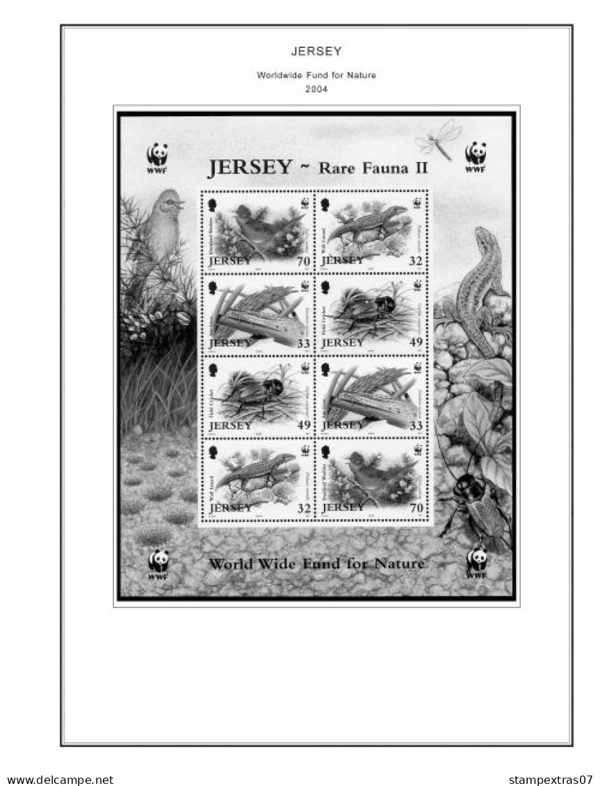 GB JERSEY 1958-2010 + 2011-2020 STAMP ALBUM PAGES (333 b&w illustrated pages)