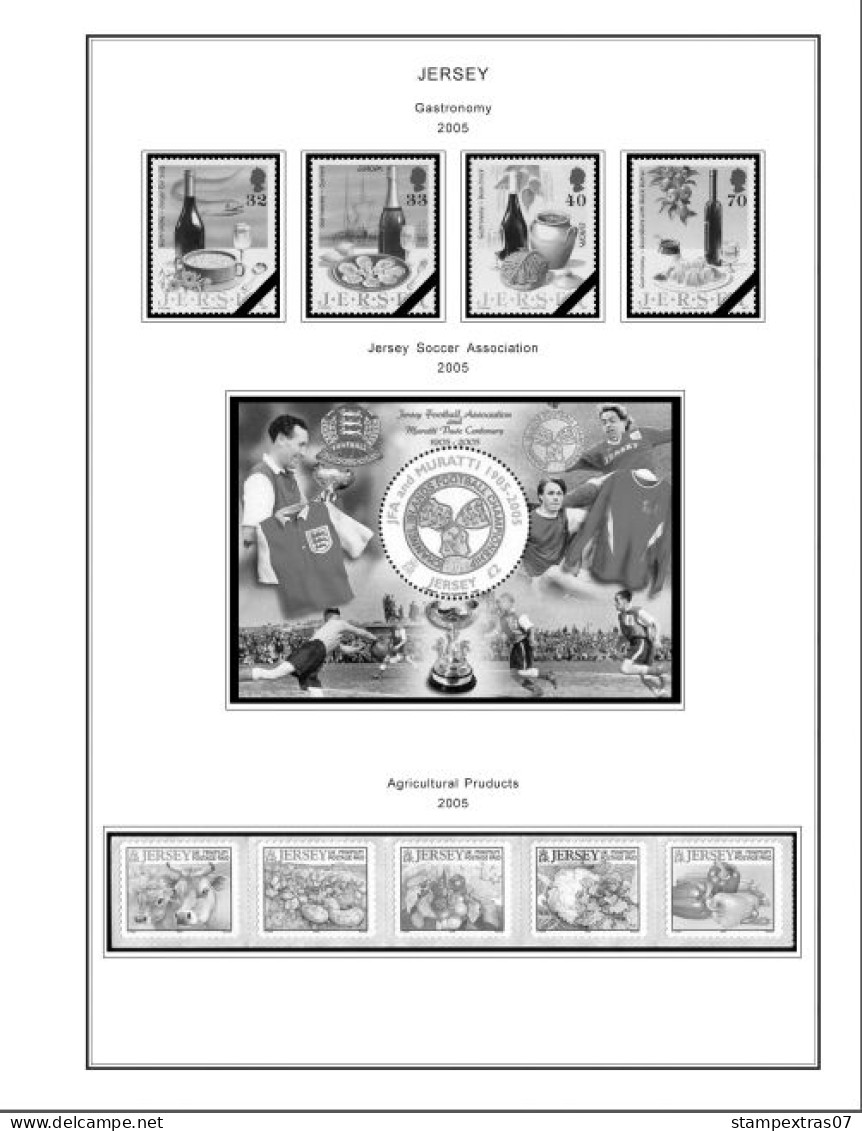 GB JERSEY 1958-2010 + 2011-2020 STAMP ALBUM PAGES (333 b&w illustrated pages)