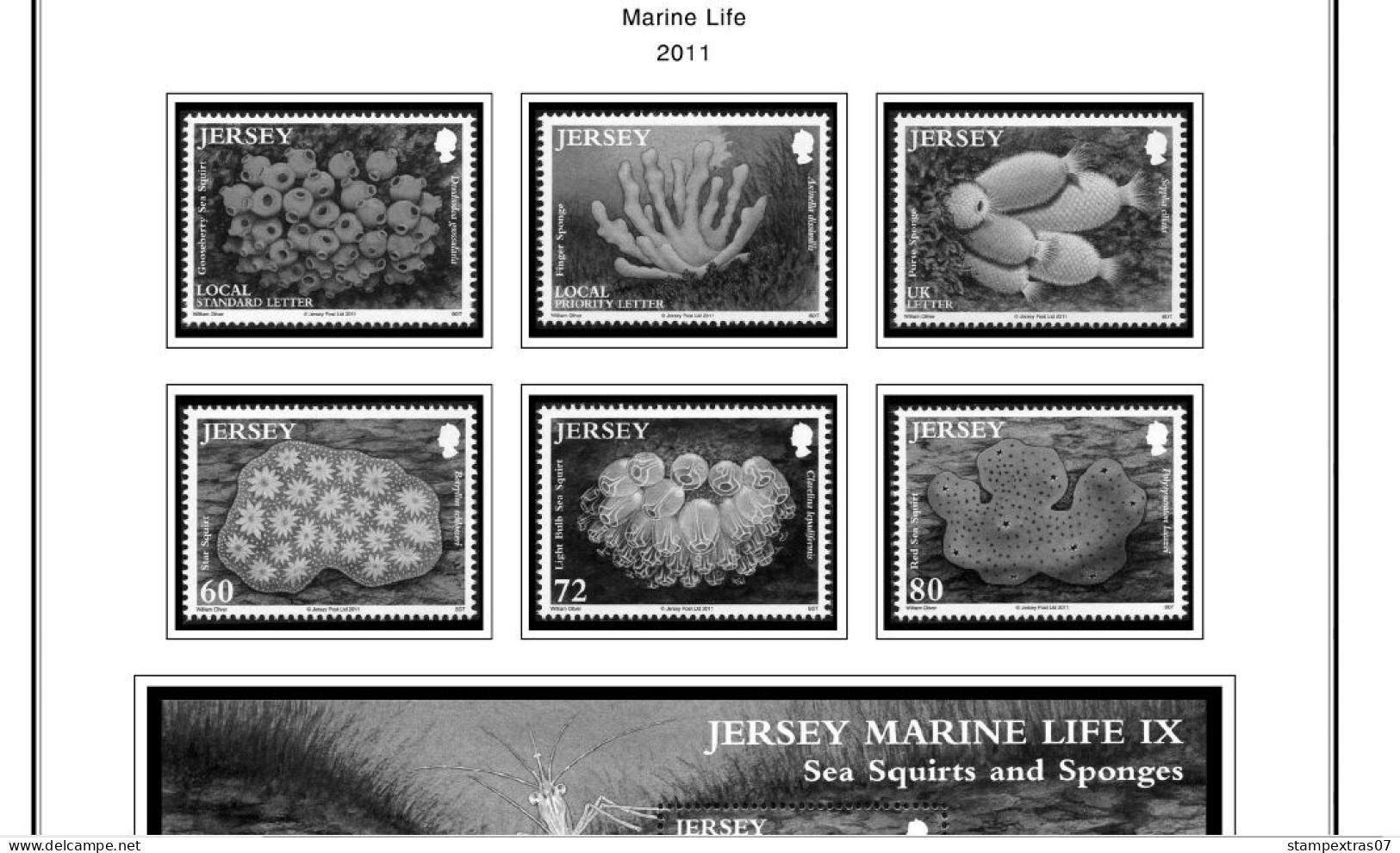 GB JERSEY 1958-2010 + 2011-2020 STAMP ALBUM PAGES (333 b&w illustrated pages)