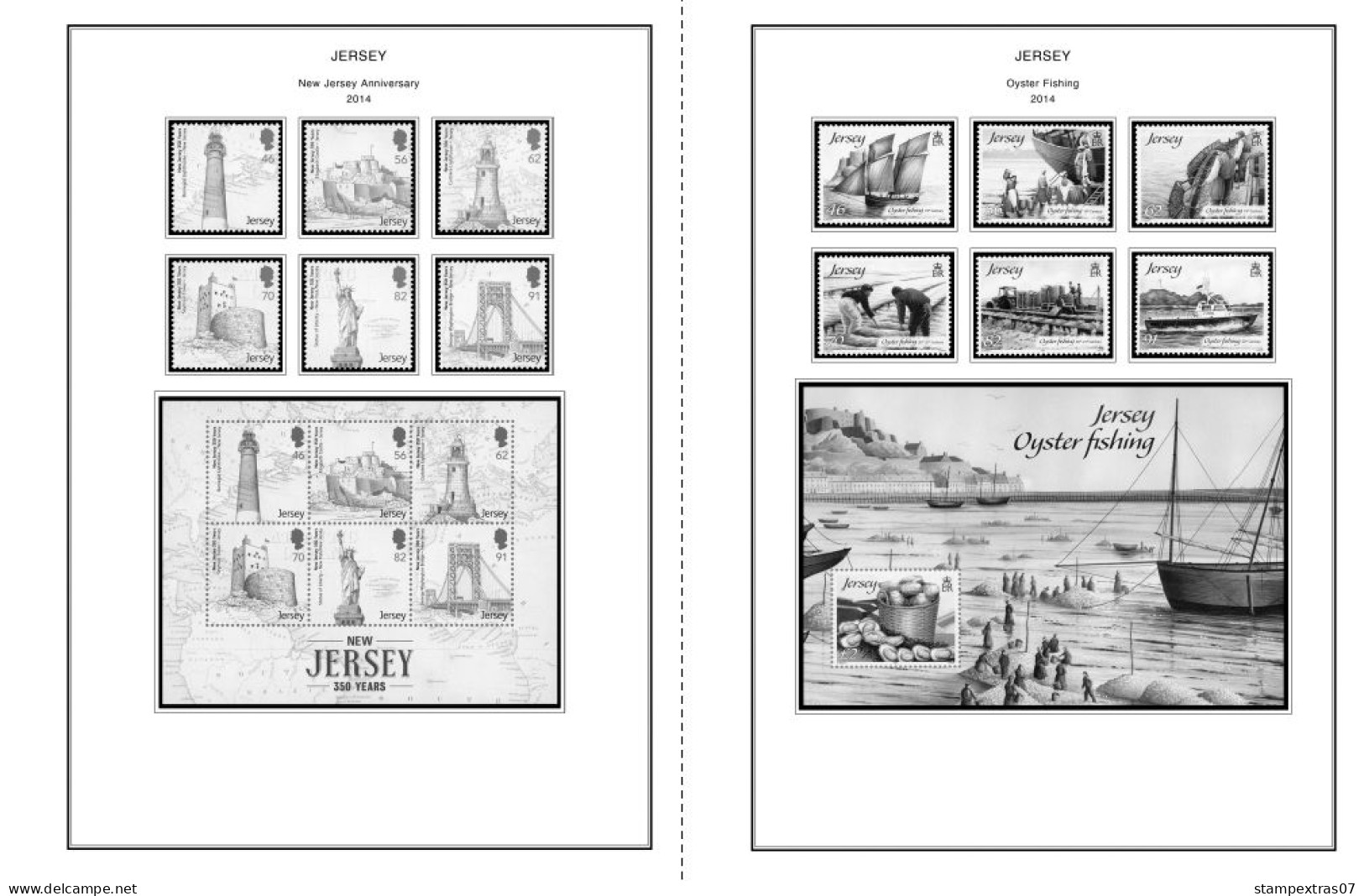 GB JERSEY 1958-2010 + 2011-2020 STAMP ALBUM PAGES (333 b&w illustrated pages)