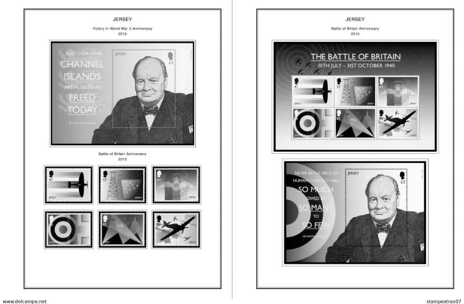 GB JERSEY 1958-2010 + 2011-2020 STAMP ALBUM PAGES (333 b&w illustrated pages)