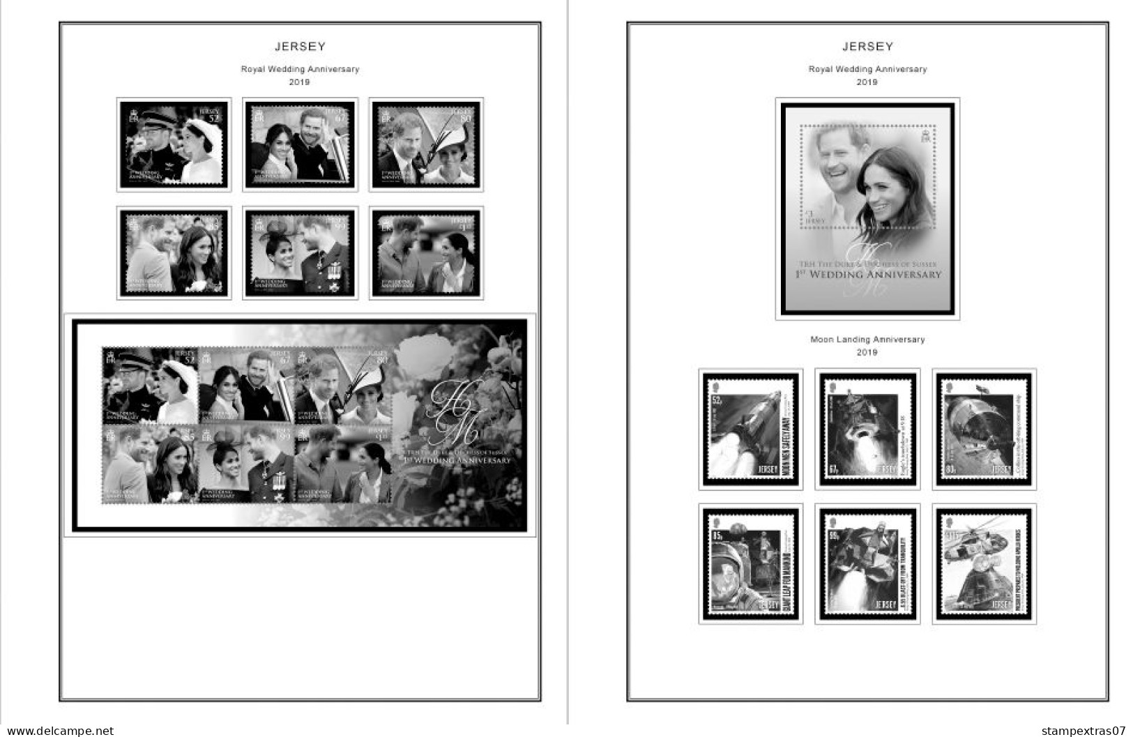 GB JERSEY 1958-2010 + 2011-2020 STAMP ALBUM PAGES (333 b&w illustrated pages)