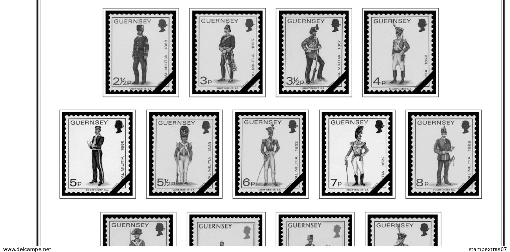 GB GUERNSEY 1958-2010 + 2011- 2020 STAMP ALBUM PAGES (212 B&w Illustrated Pages) - Inglés