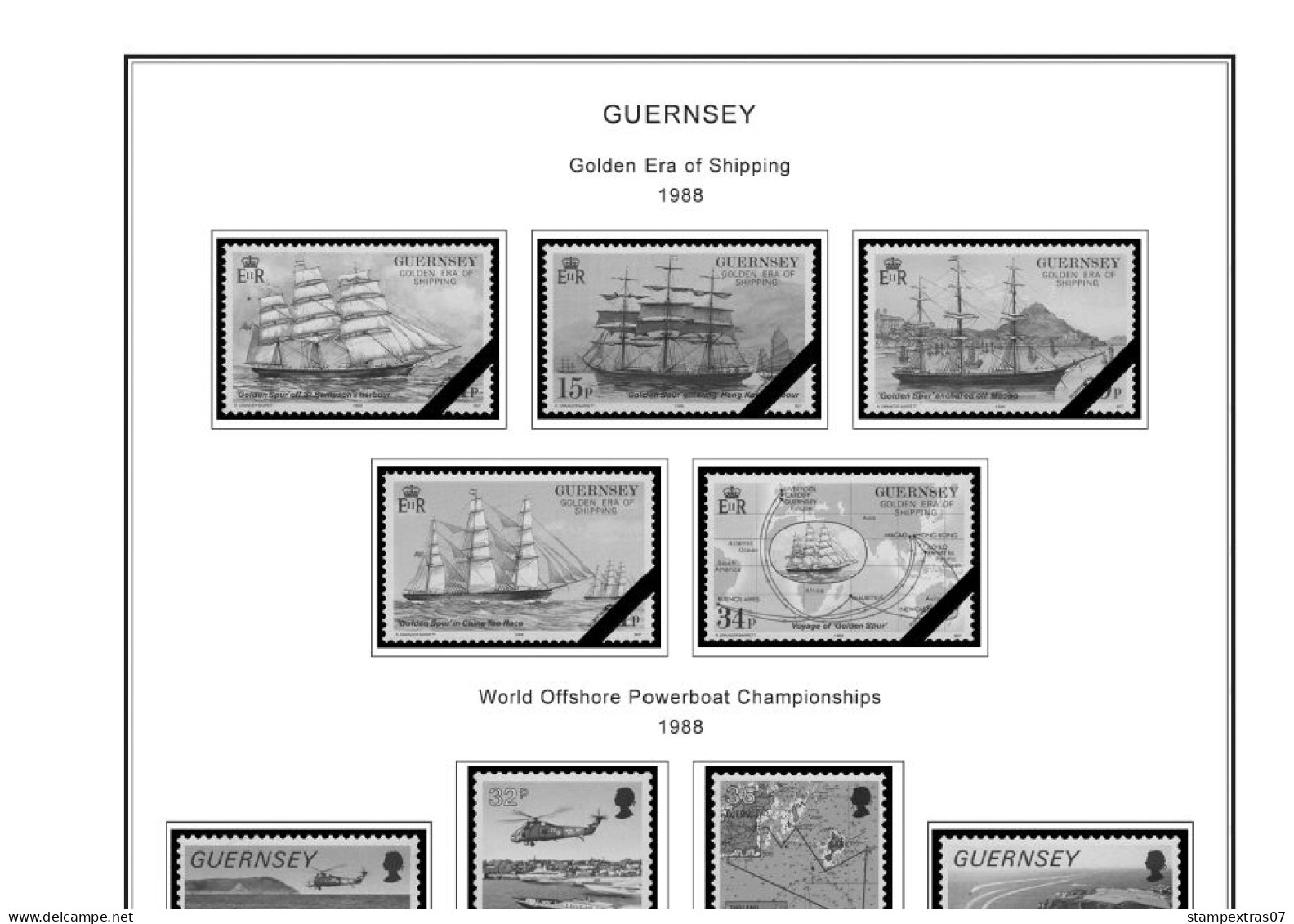 GB GUERNSEY 1958-2010 + 2011- 2020 STAMP ALBUM PAGES (212 b&w illustrated pages)