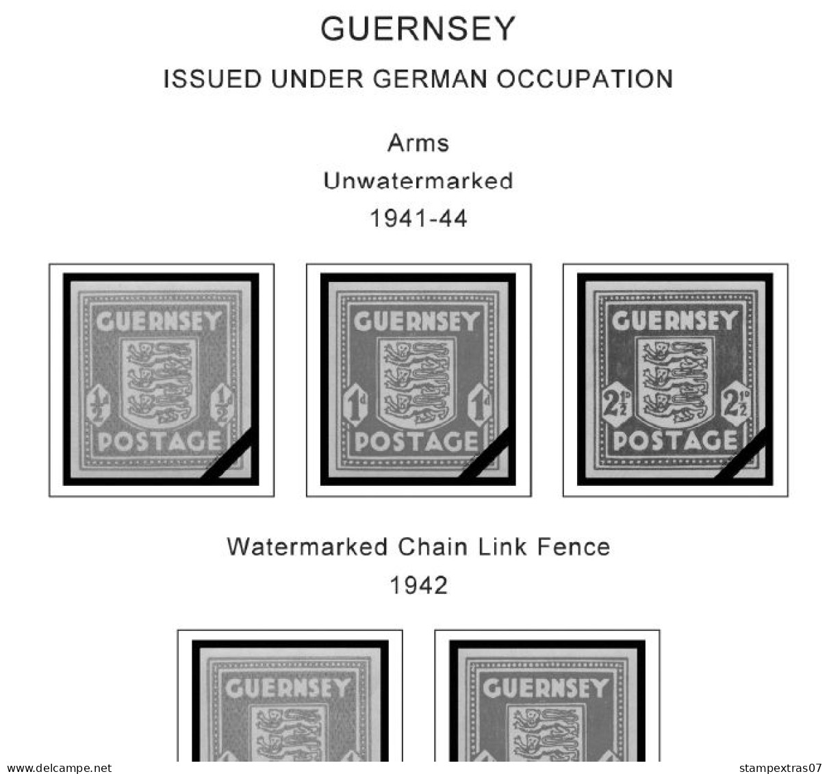 GB GUERNSEY 1958-2010 + 2011- 2020 STAMP ALBUM PAGES (212 b&w illustrated pages)