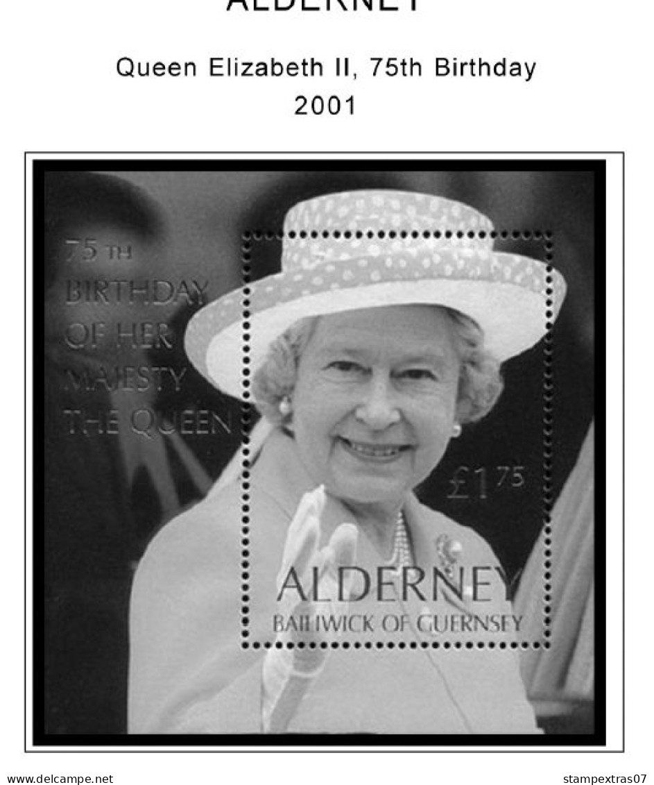 GB ALDERNEY 1983-2010 + 2011-2020 STAMP ALBUM PAGES (89 b&w illustrated pages)