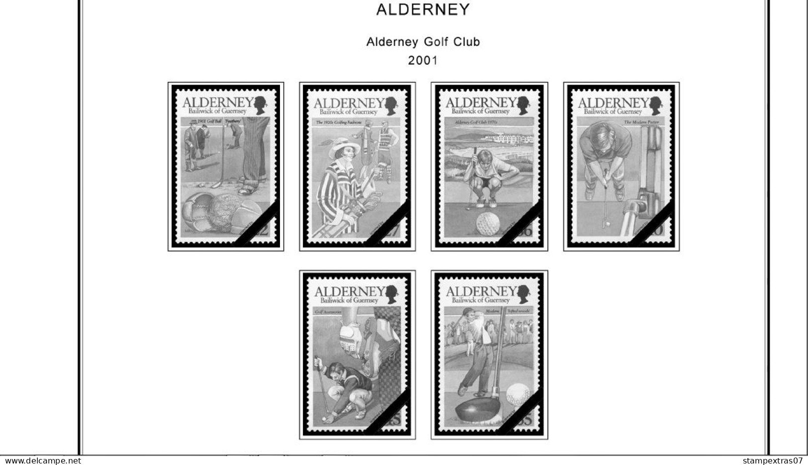 GB ALDERNEY 1983-2010 + 2011-2020 STAMP ALBUM PAGES (89 b&w illustrated pages)