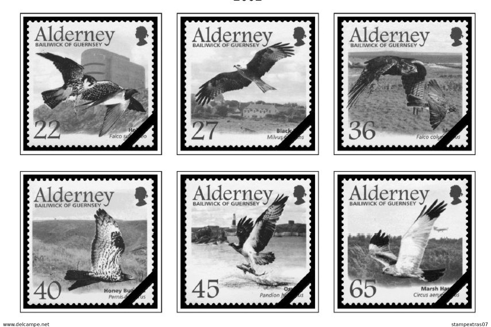 GB ALDERNEY 1983-2010 + 2011-2020 STAMP ALBUM PAGES (89 b&w illustrated pages)