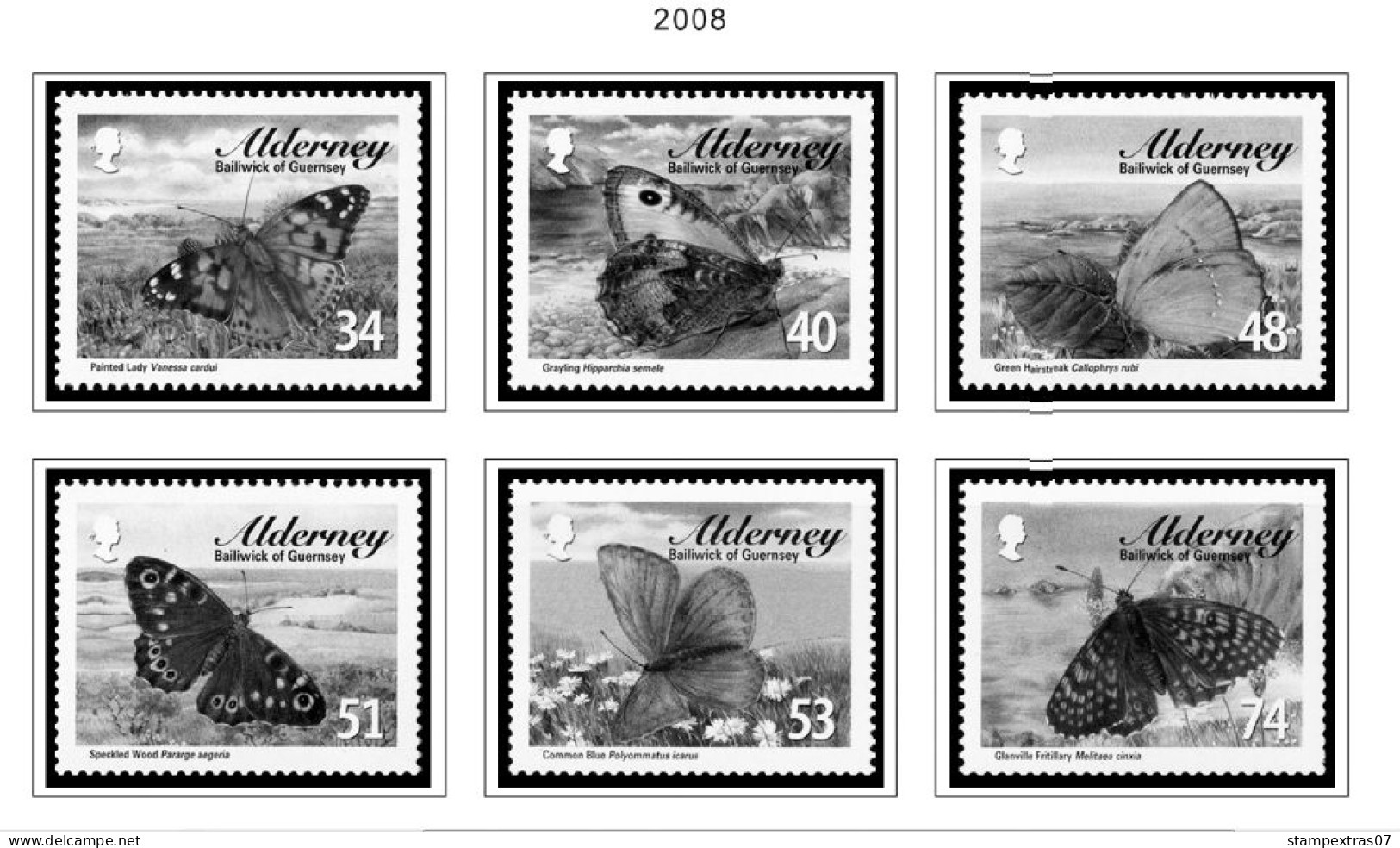 GB ALDERNEY 1983-2010 + 2011-2020 STAMP ALBUM PAGES (89 b&w illustrated pages)