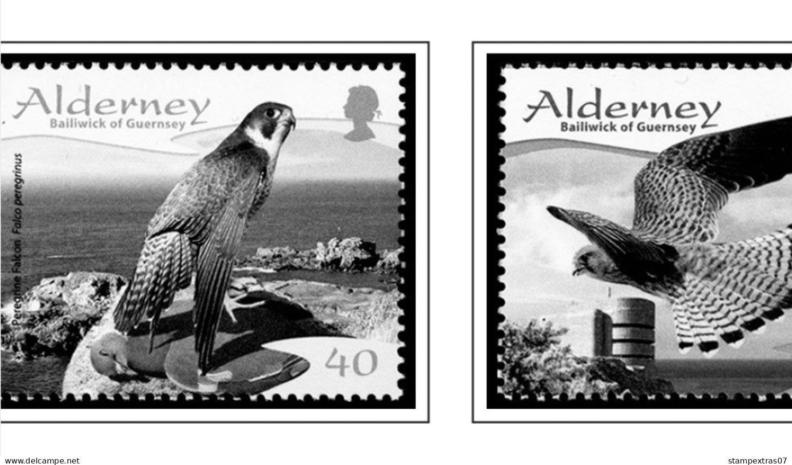 GB ALDERNEY 1983-2010 + 2011-2020 STAMP ALBUM PAGES (89 b&w illustrated pages)