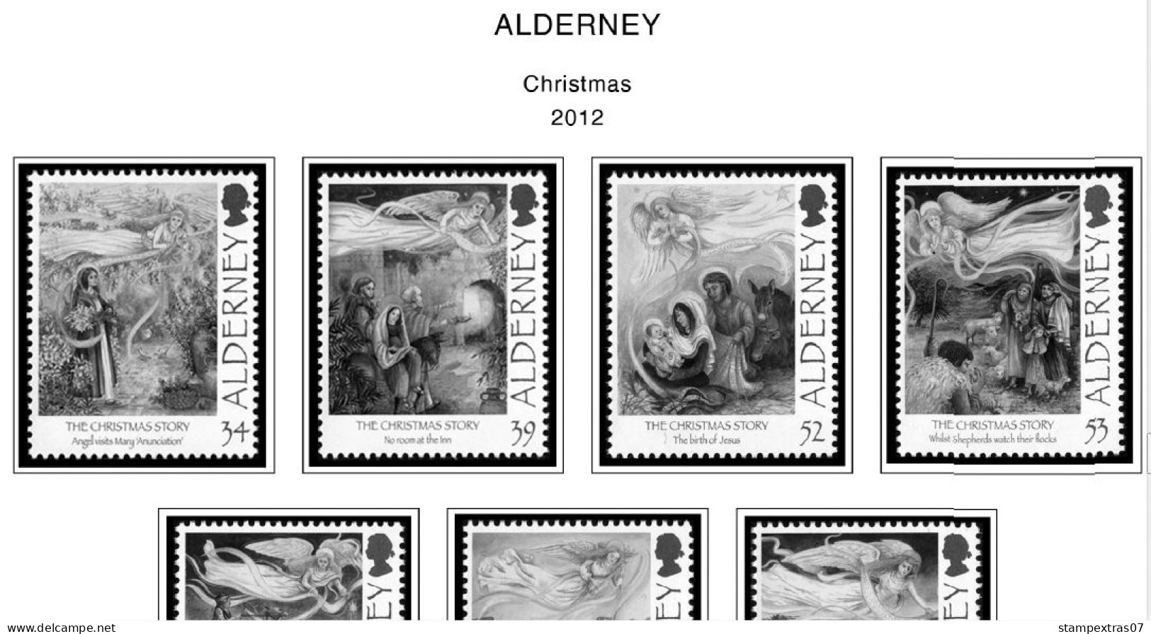 GB ALDERNEY 1983-2010 + 2011-2020 STAMP ALBUM PAGES (89 b&w illustrated pages)