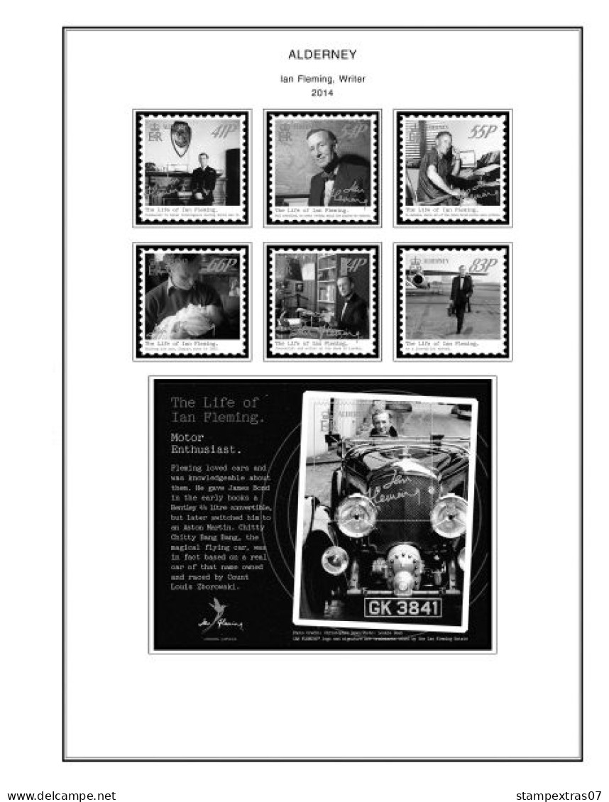 GB ALDERNEY 1983-2010 + 2011-2020 STAMP ALBUM PAGES (89 b&w illustrated pages)