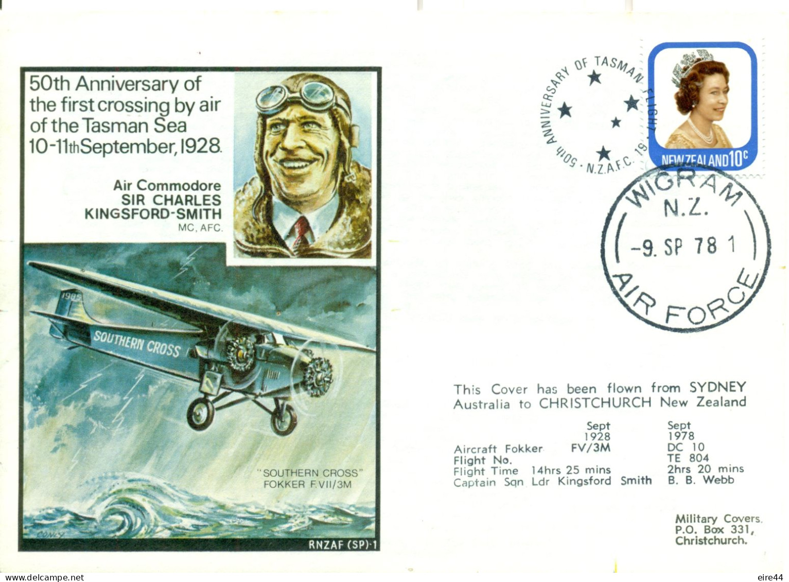 New Zealand 1978 Flight Cover RNZAF Base Wigram Plane Fokker  Royal New Zealand Air Force - Poste Aérienne