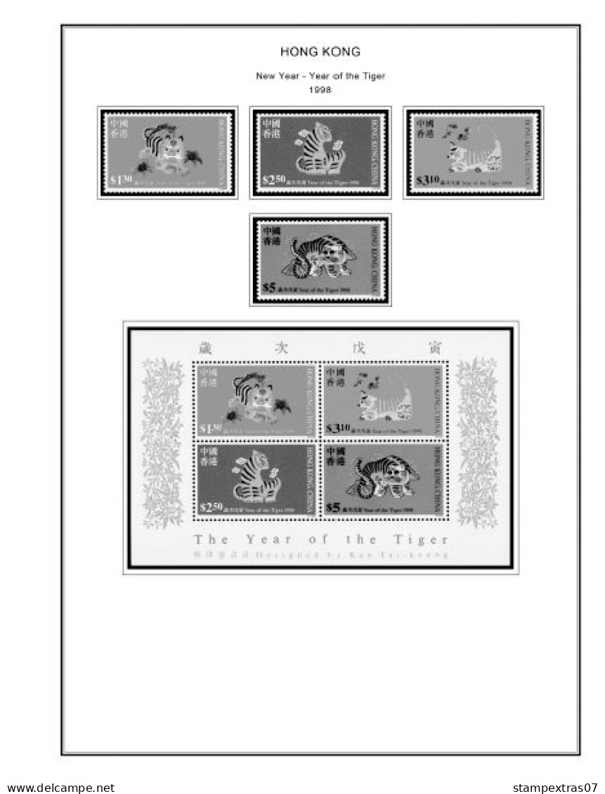 HONG KONG [SAR] 1998-2010 + 2011-2020 STAMP ALBUM PAGES (309 B&w Illustrated Pages) - Anglais